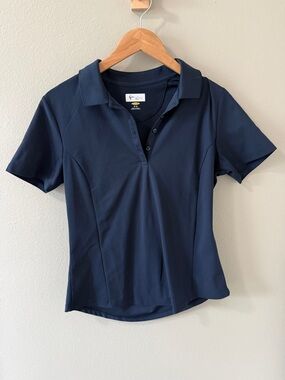 Women's Navy Short-Sleeve Polo Top